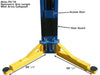 Atlas PV12PX Overhead 2-Post Lift close-up view of symmetric arm length with arms collapsed 