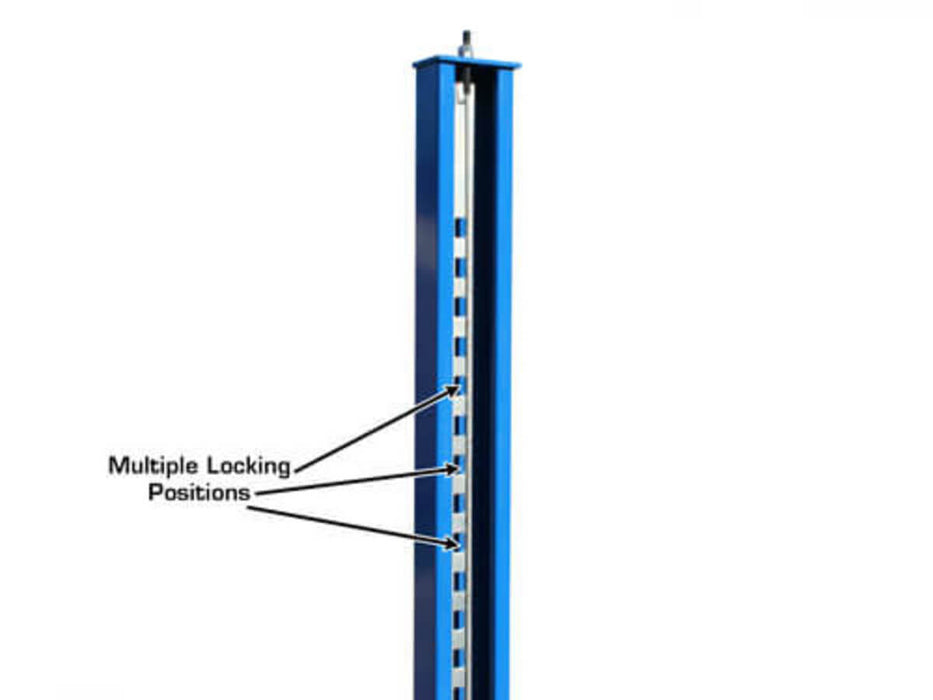 Atlas PK-414A 4-Post Alignment Lift close-up view of locking positions