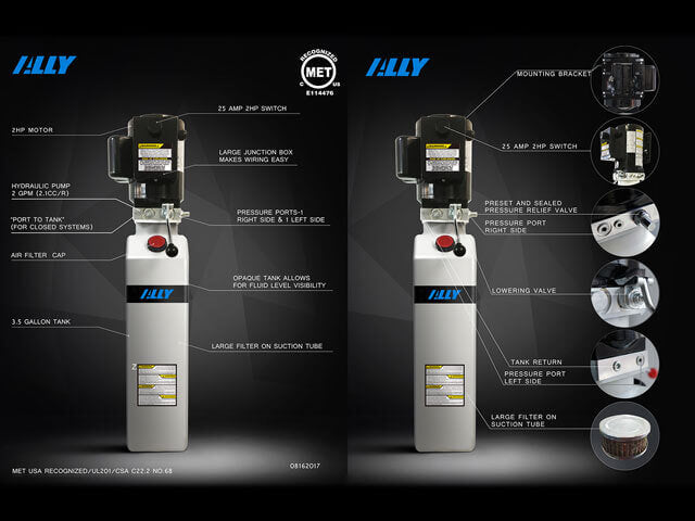 Atlas Platinum PVL9BP ALI Certified Baseplate Lift close-up view of ALLY power unit system component