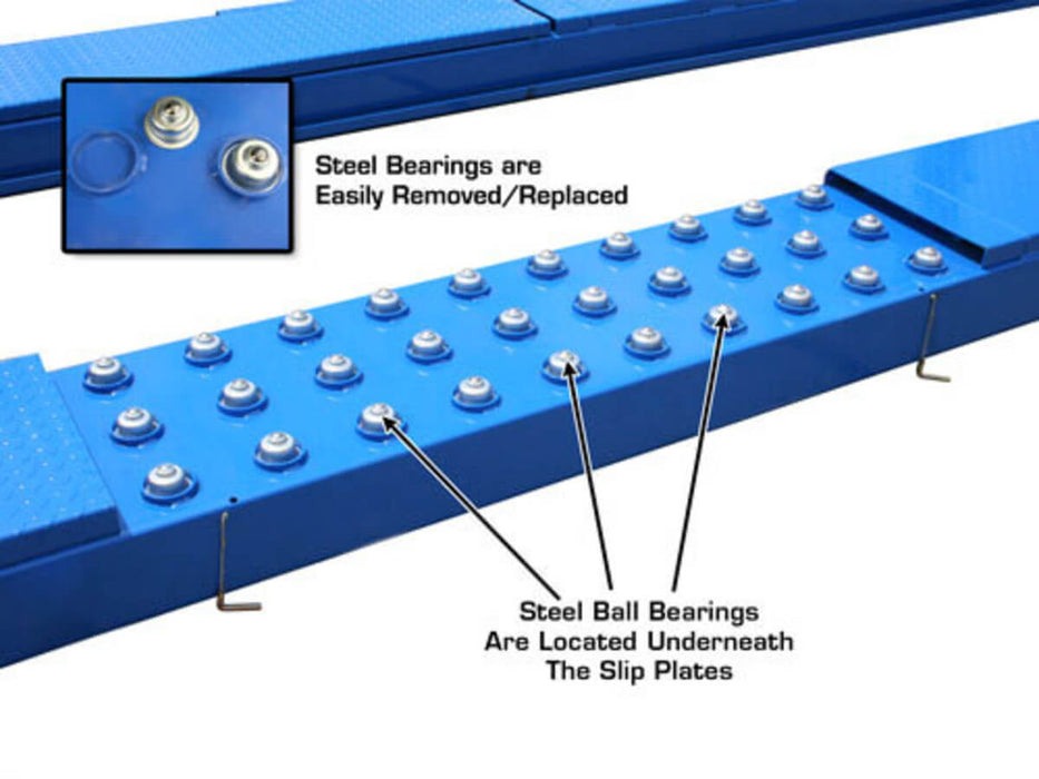 Atlas 14,000 kg 4-Post Alignment Lift close-up view of steel ball bearings