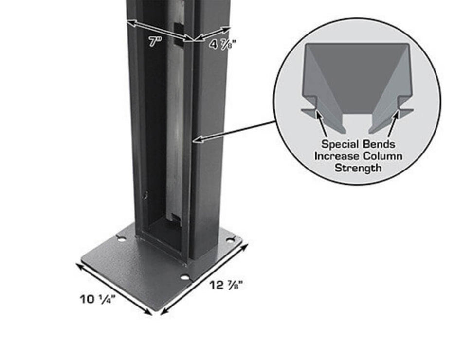 Atlas 408SL Super Deluxe 4-Post showing the special bends that help increase column strength