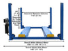 Atlas PK-414A 4-Post Alignment Lift front view with dimension