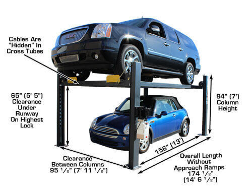 atlas 408SL Super Deluxe 4-Post Lift features and dimensions