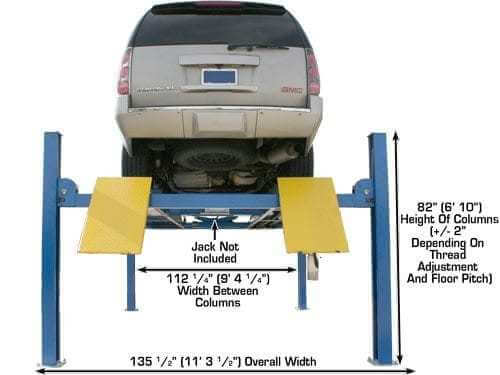 Atlas Commercial Grade 4-Post Alignment Lift back view overall width