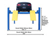 Atlas PK-414A 4-Post Alignment Lift back view with overall width(with/without) motor dimension