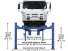 Atlas Platinum PVL14 ALI Certified 4 Post Lift front view with dimension