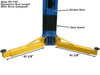 Atlas PV15PX Overhead 2-Post Lift close-up view of symmetric arm length with arms collapsed 