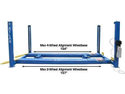 Atlas 412A 4-Post Alignment Lift wheelbase length
