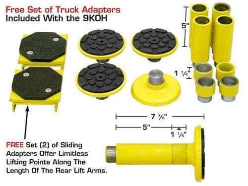Atlas 9,000 lb Overhead 2-Post Lift close-up view of free set of truck adapters