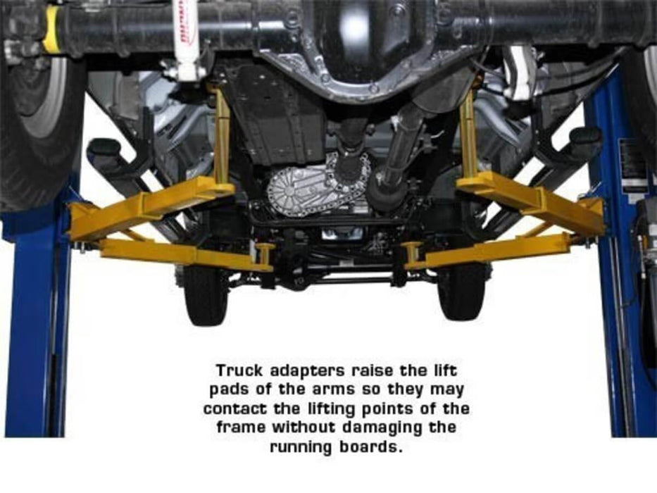 Atlas PV10PX Overhead 2-Post Lift close-up view of showing how truck adapters work