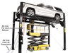 Atlas® Garage PRO7000ST 4-Post Lift left side view with person on the man lift underneath