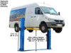 Atlas 10,000 lb Commercial Grade 2-post Baseplate Lift displaying the overall height of the lift